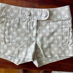 J. Crew Tan and White Bermuda Shorts with Polka Dots